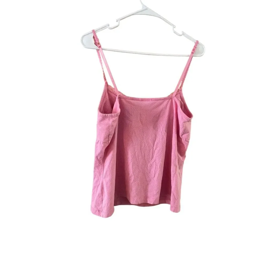Axcess Juniors XL Pink Polka Dot Lace Cami Top Y2K Vintage Sleeveless - Picture 4 of 5